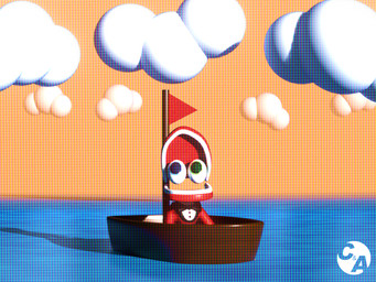 boat c&a cloud logo male sea solo vehicle water watercraft blitern_thebuny duffys_digital_circus glitch_productions the_amazing_digital_circus caine_(ddc) caine_(tadc) humanoid 4:3