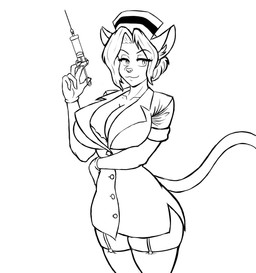 anthro bottomwear breasts buckle clothing ears_down eyebrows female fur hair hat headgear headwear needler nurse nurse_clothing nurse_hat nurse_headwear nurse_uniform open_mouth pivoted_ears poland polish_people's_republic skirt smile smiling_at_viewer solo uniform wearing_hat chisheq zofia_(chisheq) domestic_cat felid feline felis mammal hi_res monochrome