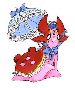 ambiguous_gender bonnet clothed clothed_feral clothing feral headgear headwear looking_at_viewer mostly_nude parasol simple_background solo white_background unknown_artist nintendo pokemon aquatic gastrodon gastropod generation_4_pokemon mollusk pokemon_(species) west_sea_gastrodon