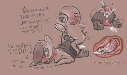 anal anal_fluids anal_orgasm anal_penetration anthro ass_up beak blush bodily_fluids brown_background butt canon_x_oc cheek_tuft cum cum_in_ass cum_inside cum_on_butt cum_on_ground cum_while_penetrated curling_talons curling_toes dialogue doggystyle dominant dominant_male duo ejaculating_while_penetrating ejaculation erection eyes_closed facial_piercing facial_tuft feathers feet from_behind_position genital_fluids genital_piercing genitals hand_on_butt hand_on_hip hands-free head_feathers head_tuft heart_eyes heart_symbol internal internal_anal lamp lantern leaking_cum looking_pleasured lying male male/male motion_lines multiple_angles nose_piercing on_front open_mouth orgasm penetration penis penis_piercing piercing prince_albert_piercing raised_tail ruffled_feathers satisfied satisfied_look sex simple_background submissive submissive_male surprised tail tail_feathers talons tapering_penis text thrusting toes toony toony_eyes tuft vein veiny_penis wide_eyed wings undergreysnest level-5 ni_no_kuni ni_no_kuni_(series) bird_(undergreysnest) drippy_(ni_no_kuni) avian bird fairy dated english_text hi_res monochrome signature sketch watermark