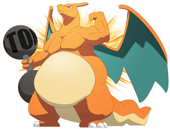3_toes ambiguous_gender belly big_belly blue_eyes claws digitigrade dumbbell exercise featureless_crotch feet feral muscular orange_body simple_background smile solo tail thick_tail toes weights white_background wings bluescale_(artist) mythology nintendo pokemon charizard dragon generation_1_pokemon mythological_creature mythological_scalie pokemon_(species) scalie 2016 digital_media_(artwork) hi_res