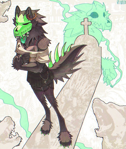 anthro cigarette clothing female infestation parasite smoking smoking_cigarette solo 69weed vomit_(character) arthropod canid canine centipede mammal myriapod skull_dog worm absurd_res hi_res