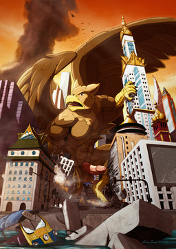 4_toes 5_fingers abs anthro beak biceps biped brown_body brown_fur building building_destruction city city_background city_crushing city_destruction cityscape claws destruction detailed_background erection feathered_wings feathers feet finger_claws fingers fur genitals house humanoid_genitalia landscape_dwarfing macro macro_anthro macro_male male muscular muscular_anthro muscular_male nude open_mouth outside paws pecs penis rampage sky solo stomping tail thailand toe_claws toes vehicle vehicle_destruction wings anupap mythology carpo avian gryphon mythological_avian mythological_creature hi_res