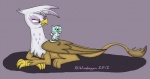 beak duo eyewear feathered_wings feathers female feral glasses tail wings bibliodragon friendship_is_magic hasbro my_little_pony mythology gilda_(mlp) avian gryphon mythological_avian mythological_creature