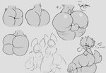 :3 anthro balls big_butt blush blush_lines bottom_heavy butt dialogue duo genitals happy heart_symbol huge_butt male offering_sex pawpads paws penis presenting presenting_hindquarters solo spread_butt spreading tail text thick_thighs stuckupslut canid canine canis domestic_dog mammal english_text hi_res monochrome