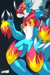 anthro male solo j450n2080 bandai_namco digimon mythology digimon_(species) dragon flamedramon mythological_creature mythological_scalie scalie 2:3 absurd_res hi_res