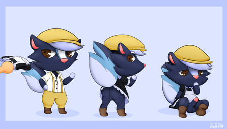 anthro balls butt clothed clothing crossdressing erection femboy flat_cap genitals hat headgear headwear maid_uniform male penis solo uniform paraepa animal_crossing nintendo kicks_(animal_crossing) mammal mephitid skunk striped_skunk absurd_res hi_res