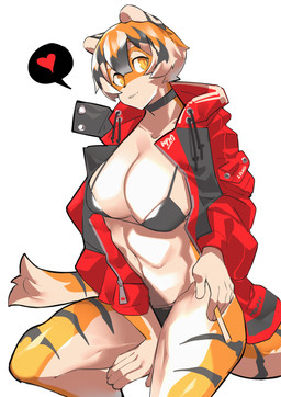 abs anthro bikini bikini_bottom bikini_top biped black_bikini black_clothing black_nose black_swimwear breasts cigarette clothed clothing countershading female female_anthro fingers fur hair heart_symbol jacket kemono looking_at_viewer multicolored_body multicolored_fur multicolored_hair navel orange_body orange_eyes orange_fur orange_hair simple_background smile solo swimwear topwear two-piece_swimsuit white_background white_body white_fur white_hair aspirindabaitu arknights hypergryph studio_montagne waai_fu_(arknights) felid mammal pantherine tiger 2021 absurd_res hi_res portrait three-quarter_portrait