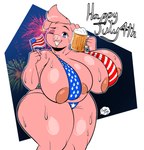 alcohol anthro beer beverage big_breasts bikini breasts clothing female huge_breasts solo swimwear two-piece_swimsuit carlos_jurado_cartoons domestic_pig mammal suid suine sus_(pig) absurd_res hi_res