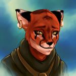 clothing ear_piercing eye_markings female fur green_sclera looking_at_viewer markings orange_body orange_eyes orange_fur piercing robe solo plagueofgripes bethesda_game_studios microsoft morrowind the_elder_scrolls ahnassi felid khajiit mammal 1:1 2015 bust_portrait portrait