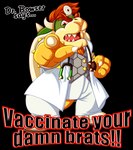 4_fingers claws clothing coat doctor fangs fingers gesture hair hand_gesture horn humor looking_at_viewer male medical_instrument pointing pointing_at_viewer red_hair scientific_instrument shell simple_background solo spiked_shell spikes spikes_(anatomy) stethoscope teeth text tongue topwear transparent_background mathewmii dr._mario mario_bros nintendo bowser dr._bowser koopa scalie alpha_channel english_text hi_res