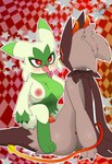 anthro blush blush_lines breasts duo female from_front_position male male/female mastery_position nipples penetration sex tongue tongue_out vaginal vaginal_penetration whygenamoon nintendo pokemon meowscadevi floragato generation_9_pokemon meowscarada pokemon_(species) absurd_res hi_res