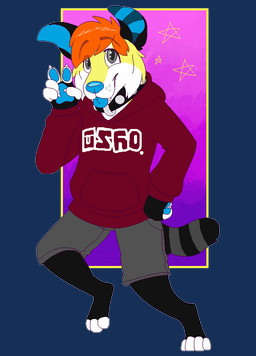 anthro black_body black_collar black_fur blep blue_inner_ear blue_nose blue_pawpads blue_tongue bottomwear cheek_tuft claws clothed clothing collar digitigrade eyebrow_through_hair eyebrows facial_tuft feet finger_claws fully_clothed fur gesture grey_bottomwear grey_clothing grey_eyes grey_shorts hair hand_gesture hand_on_hip hand_on_own_hip hindpaw hoodie male on_one_leg orange_hair pawpads paws red_clothing red_hoodie red_topwear short_hair shorts smile smile_lines snout solo spiked_collar spikes standing striped_inner_ear tail tongue tongue_out topwear translucent translucent_hair tuft v_sign whisker_spots white_body white_claws white_fur yellow_body yellow_fur sebdoggo peppar_bee canid canine canis domestic_dog mammal shiba_inu spitz 2018 aliasing alpha_channel digital_drawing_(artwork) digital_media_(artwork) flat_colors full-length_portrait microsoft_paint_(artwork) portrait