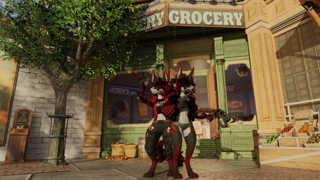 anthro breasts butt detailed_background duo eyeliner female freckled_arms freckled_face freckled_legs freckled_shoulders freckled_thighs freckles highlights_(coloring) hug makeup male male/female markings medium_breasts red_eyeliner red_eyes red_highlights tail text weapon whiskers hound_helldan 2k_games bioshock bioshock_infinite mythology hound_(hound_helldan) jessika_(hound_helldan) canid canid_demon canine demon hellhound hybrid mammal mythological_canine mythological_creature novabeast 3d_(artwork) absurd_res blender_(artwork) digital_media_(artwork) english_text hi_res watermark widescreen brother_(lore) brother_and_sister_(lore) sibling_(lore) sister_(lore) twins_(lore)