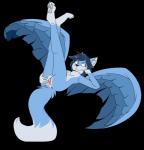 4_toes anthro anus biped blue_body blue_fur blue_hair breasts butt feet female fur genitals grey_eyes grey_pawpads hair inner_ear_fluff legs_up nipples pawpads presenting presenting_pussy pussy smile solo spread_pussy spreading toes tuft white_body white_fur wings ryofox630 canid canine fox mammal hi_res