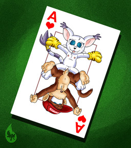 ace_of_hearts anthro bodily_fluids card card_template clothing cum drooling duo ear_tuft female female_penetrated fur genital_fluids genitals gloves handwear hat headgear headwear heart_symbol hearts_(suit) male male/female male_penetrating male_penetrating_female nipples nude penetration penile penile_penetration penis penis_in_vagina playing_card playing_card_template saliva sex suit_symbol symmetry symmetry_(rotational) tuft vaginal vaginal_penetration white_body white_fur young young_anthro young_female young_male young_on_young hypnofire86 bandai_namco digimon donkey_kong_(series) nintendo diddy_kong digimon_(species) domestic_cat felid feline felis gatomon haplorhine mammal monkey primate crossover