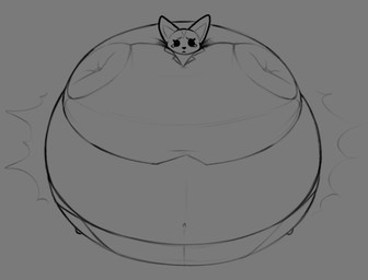 anthro belly belly_expansion big_belly black_eyebrows black_eyes bodily_fluids body_inflation bottomwear clothing empty_eyes expansion eyebrows eyelashes female footwear grey_background grey_body grey_bottomwear grey_clothing grey_ears grey_footwear grey_inner_ear grey_panties grey_shirt grey_shoes grey_skirt grey_topwear grey_underwear huge_belly hyper hyper_belly hyper_inflation immobile inflation motion_lines navel panties round_body shirt shoes simple_background skirt solo spherical_inflation sunken_limbs tears tight_clothing topwear underwear upset fundesian aggretsuko sanrio fenneko canid canine fennec_fox fox mammal true_fox 2026 digital_media_(artwork) greyscale monochrome
