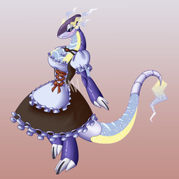 anthro biped black_claws black_sclera blue_body blue_tail blush breasts claws clothing eyelashes female grey_eyes machine maid_uniform multicolored_body red_clothing solo tail two_tone_body two_tone_tail uniform white_body white_claws white_clothing white_tail yellow_body yellow_tail motherlatias nintendo pokemon future_pokemon generation_9_pokemon legendary_pokemon miraidon paradox_pokemon pokemon_(species) robot ultimate_mode_miraidon 1:1 2022 hi_res