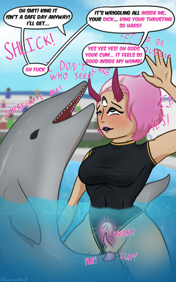 3_eyes animal_genitalia animal_penis audience begging_for_more bestiality blush bodily_fluids breasts cervical_penetration clothed clothed_female clothed_humanoid clothing cum cum_in_uterus cum_in_vagina cum_inside exhibitionism female female_humanoid female_on_feral female_penetrated feral feral_penetrating feral_penetrating_humanoid genital_fluids genitals gradient group hair horn humanoid_on_feral humanoid_penetrated impregnation_request impregnation_risk internal internal_vaginal male male/female male_feral male_penetrating male_penetrating_female medium_breasts multi_eye one-piece_swimsuit onomatopoeia penetration penis pink_hair public public_sex risky_sex sex short_hair side_shave sound_effects speech_bubble swimming_pool swimsuit_only swimwear tail text thrust_lines thrusting uterus vaginal vaginal_penetration scorchedrose9 terebi aquatic cetacean dolphin humanoid mammal toothed_whale 5:8 english_text hi_res