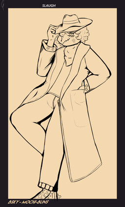 anthro boots bottomwear bulge clothed clothing coat cowboy cowboy_boots cowboy_hat curly_hair footwear hair hand_in_pocket hat headgear headwear holding_clothing holding_hat holding_headgear holding_headwear holding_object kerchief long_coat long_nails longcoat looking_at_viewer male nails pants plantigrade pockets pupils shirt shoes simple_background smile solo standing symbol-shaped_pupils text tipping_hat topwear unusual_pupils mochi_buns slaugh equid equine horse mammal absurd_res digital_media_(artwork) hi_res