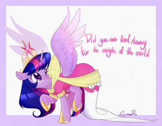 clothing crown dress female feral headgear hooves horn nervous raised_hoof ribbons simple_background solo wings meteor_s friendship_is_magic hasbro my_little_pony mythology twilight_sparkle_(mlp) equid equine mammal mythological_creature mythological_equine winged_unicorn hi_res