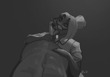 anthro biped clothing duo erection eyewear female female_on_human first_person_view foreskin genitals glasses grey_background hair hand_on_penis human_on_anthro human_pov humanoid_genitalia humanoid_penis interspecies licking male male/female male_on_anthro male_pov oral penile penis penis_lick rectangular_glasses retracted_foreskin sex shirt simple_background tongue tongue_out topwear discreet_user everly_(discreet_user) canid canine fox human mammal 2023 digital_media_(artwork) greyscale hi_res monochrome
