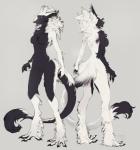 anthro biped breasts chest_tuft claws featureless_breasts featureless_crotch female hair nude solo standing tail tuft white_hair kiguri sergal hi_res