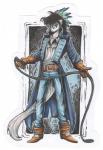 anthro black_hair boots clothing coat feathers footwear fur gloves green_eyes hair handwear male shoes solo topwear whip white_body white_fur grostenmeiers castlevania konami richter richter_belmont mammal mustelid musteline stoat true_musteline weasel hi_res