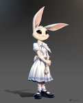 anthro bandage bottomwear brown_eyes cheek_tuft clothed clothing facial_tuft female fully_clothed fur furgonomics grey_background head_tuft shadow simple_background skirt smile solo standing tail tail_through_skirt tuft white_body white_fur ruffu beastars haru_(beastars) domestic_rabbit dwarf_rabbit lagomorph leporid mammal netherland_dwarf_rabbit oryctolagus rabbit 2020 hi_res