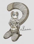 anthro biped blue_eyes breasts clothed clothing female fishnet_clothing gloves grey_background handwear kneeling legwear lingerie mesh_top simple_background skimpy solo stockings feretta feretta_(character) ailurid mammal red_panda digital_media_(artwork) monochrome