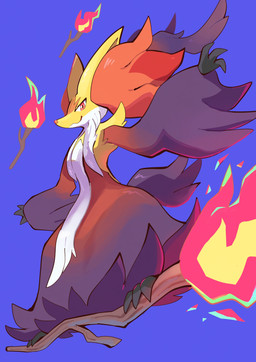 3_fingers 3_toes ambiguous_gender anthro biped feet fingers fire fur grey_body grey_fur grey_tail looking_at_viewer nude nude_ambiguous nude_anthro poking red_body red_eyes red_fur simple_background smile solo standing tail toes yellow_body yellow_fur komanyachi nintendo pokemon pokemon_legends_z-a generation_9_pokemon mega_delphox mega_evolution pokemon_(species) 2025 absurd_res digital_drawing_(artwork) digital_media_(artwork) hi_res
