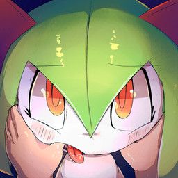 blush blush_lines duo eyebrow_through_hair eyebrows finger_in_mouth first_person_view green_hair hair hand_on_mouth horn human_pov humanoid_hands not_furry open_mouth orange_eyes pov_hands red_eyes red_horn solo_focus tongue tongue_out translucent translucent_hair white_body white_skin lodetail nintendo pokemon generation_3_pokemon human humanoid kirlia mammal pokemon_(species) 1:1 2025 digital_media_(artwork) hi_res