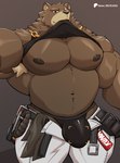 anthro brown_body brown_fur bulge clothing fur male muscular muscular_male navel nipples pecs selfie solo underwear wolfblack43 mihoyo zenless_zone_zero ben_bigger bear mammal 2024 hi_res