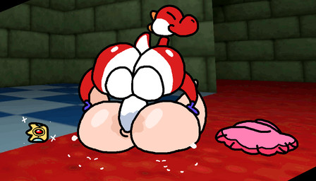 anal anal_fluids anal_penetration anus balls big_balls big_butt bodily_fluids butt clothes_on_floor crown duo eyes_closed female female_penetrated from_front_position genitals glistening glistening_butt headgear huge_butt male male/female male_penetrating male_penetrating_female mating_press multicolored_body open_mouth penetration penile penile_penetration penis_in_ass sex tail thick_thighs tongue tongue_out wet_anus nxyitn mario_bros nintendo princess_peach human mammal red_yoshi yoshi 2d_animation animated loop short_playtime
