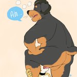 5_fingers age_difference anthro belly big_belly black_body black_fur black_hair black_nose breath brown_background brown_body brown_fur butt collar daddy_kink dialogue dominant eyes_closed fellatio fingers fur hair hand_on_leg holding_leg kneeling male male/male mullet one_leg_up open_mouth oral penile pink_nose raised_leg sex simple_background size_difference slightly_chubby standing striped_body striped_fur stripes submissive tan_body tan_fur tongue tongue_out whisker_spots white_body white_fur p_rindustries chuck_(p_rindustries) will_(p_rindustries) canid canine canis dobermann domestic_cat domestic_dog felid feline felis mammal pinscher hi_res
