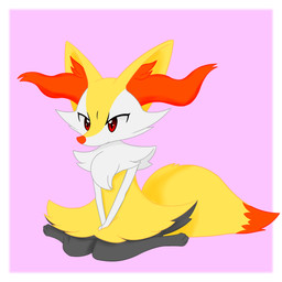 3_toes ambiguous_anthro ambiguous_gender anthro arm_tuft biped black_body black_fur border cheek_tuft chest_tuft digitigrade dipstick_tail eyelashes facial_tuft feet flat_chested front_view fur hands_in_lap hip_tuft inner_ear_fluff markings mouth_closed multicolored_body multicolored_fur nude_ambiguous nude_anthro on_model orange_body orange_fur orange_inner_ear_fluff orange_nose orange_tail_tip pink_background pointy_ears prick_ears red_eyes shoulder_tuft simple_background sitting solo tail tail_markings toes tuft two_tone_tail wariza white_body white_border white_fur yellow_body yellow_fur yellow_tail renbxn nintendo pokemon braixen canid generation_6_pokemon mammal pokemon_(species) 1:1 2025 absurd_res colored digital_drawing_(artwork) digital_media_(artwork) full-length_portrait hi_res portrait shaded