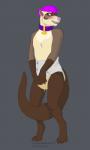 anthro black_eyes blush bodily_fluids brown_body brown_fur clothed clothing collar diaper fur genital_fluids hair leaking_diaper male pink_hair purple_hair simple_background solo standing tan_body tan_fur unclean_diaper urine used_diaper watersports wearing_diaper wet_diaper wetting trashpandalucas astro_(astro_ferret) domestic_ferret mammal mustelid musteline true_musteline weasel 2019 3:5 absurd_res hi_res