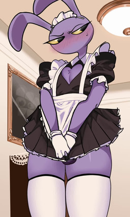 anthro balls clothing erection genitals humanoid_genitalia humanoid_penis legwear maid_uniform male penis solo stockings throbbing throbbing_penis uniform sunnyhoneybone glitch_productions the_amazing_digital_circus jax_(tadc) lagomorph leporid mammal rabbit 3:5 animated hi_res no_sound short_playtime video