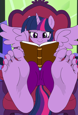 anthro book chair feet female foot_fetish foot_focus furniture horn humanoid_feet plantigrade reading smile solo wings zeekthatgeek friendship_is_magic hasbro my_little_pony mythology twilight_sparkle_(mlp) equid equine mammal mythological_creature mythological_equine winged_unicorn hi_res