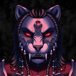 abstract_background anthro braided_hair female fur hair jewelry looking_at_viewer piercing red_eyes solo white_body white_fur conditional_dnp ratte microsoft the_elder_scrolls dra'ni felid khajiit mammal vampire 1:1 2023