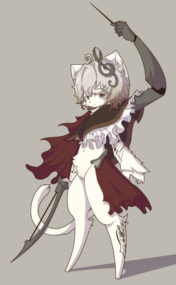 clothing embarrassed female fighting_pose genitals knife looking_at_viewer music pose solo standing vulva white_body young cassis felid feline felis mammal absurd_res hi_res