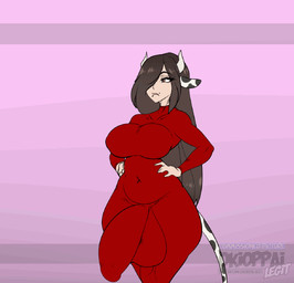 animal_ears big_breasts big_bulge blush breast_expansion breasts brown_hair bulge clothing detailed_bulge expansion genital_outline gynomorph hair huge_breasts hyper hyper_breasts intersex light_body light_skin nipples penis_outline piercing solo tight_clothing okioppai alice_(morphide) animal_humanoid bovid bovid_humanoid bovine bovine_humanoid cattle cattle_humanoid dairy_cattle holstein_friesian_cattle humanoid mammal mammal_humanoid 2d_animation animated frame_by_frame