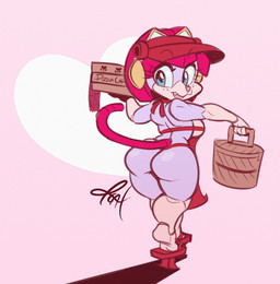 4_fingers :3 anthro apron apron_only armor asian_clothing back_boob basket box breasts butt cat_smile cat_tail clothed clothing condom container curvy_figure east_asian_clothing eyelashes fangs feet female fingers flashing food footwear fur geta headgear helmet japanese_clothing looking_at_viewer looking_back mostly_nude multicolored_body multicolored_fur open_:3 pink_body pink_fur pizza pizza_box rear_view sexual_barrier_device shoes shortstack shortstack_female side_boob skimpy smile snaggle_tooth solo stirrup_(marking) teeth two_tone_body two_tone_fur voluptuous pizzacat samurai_pizza_cats polly_esther domestic_cat felid feline felis mammal 2018 digital_media_(artwork) signature