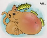 anthro areola belly big_areola big_belly bloated brown_body brown_fur burping fangs fur half-closed_eyes hand_on_belly huge_belly hyper hyper_belly male markings morbidly_obese morbidly_obese_anthro morbidly_obese_male narrowed_eyes navel nude obese obese_anthro obese_male open_mouth overweight overweight_anthro overweight_male raised_tail sitting solo sound_effects spots spotted_body spotted_fur tail teeth text tongue husky2paws hanna-barbera scooby-doo_(series) scooby-doo canid canine canis domestic_dog great_dane mammal mastiff molosser 2024 hi_res signature