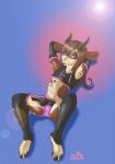 bulge clothing femboy green_eyes horn lying male solo spread_legs spreading neonyx nea_politan bovid caprine goat mammal absurd_res hi_res