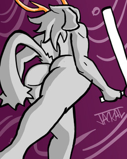 anthro big_butt butt curvy_figure female holding_object holding_weapon low-angle_view nude rear_view solo tail walking weapon wide_hips jackaltooth pseudoregalia sybil_(pseudoregalia) 2d_animation 4:5 absurd_res animated frame_by_frame hi_res