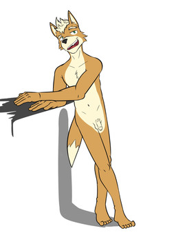 anthro balls fox_tail genitals looking_at_viewer male navel nude open_mouth penis shadow simple_background solo standing fuze nintendo star_fox fox_mccloud canid canine fox mammal 3:4 hi_res