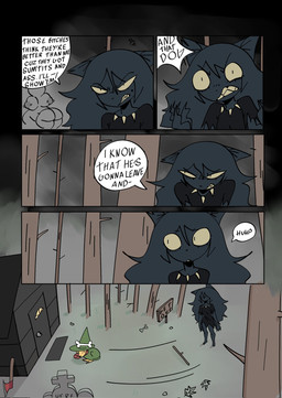 angry anthro areola axe barbell_piercing barefoot big_breasts black_clothing black_dress black_text blue_body blue_ears blue_fur blue_hair bodily_fluids bone breasts building cabin clothed clothed_anthro clothed_female clothing comic_panel cross-popping_vein detailed_background door doormat dress eyelashes eyes_closed feet female female_anthro fingers forest frown fur green_clothing green_hat green_headwear hair hat headgear headwear house leaf looking_at_another lying narrowed_eyes nipple_barbell nipple_piercing nipples notched_ear outside piercing plant profanity sharp_teeth sign speech_bubble standing stick sweat sweatdrop teeth text tombstone tree wizard_hat xarop77 catwitch_(xarop77) dogwizard_(xarop77) canid canine canis domestic_cat domestic_dog felid feline felis mammal 2026 comic digital_drawing_(artwork) digital_media_(artwork) english_text hi_res