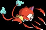 2_tails ambiguous_gender feral fur motion_lines multi_tail multicolored_body multicolored_fur open_mouth punch red_body red_fur simple_background solo tail transparent_background two_tone_body two_tone_fur white_body white_fur unknown_artist level-5 yo-kai_watch jibanyan domestic_cat felid feline felis mammal alpha_channel full-length_portrait official_art portrait