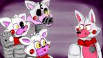 angry annoyed anthro bow_tie cheek_spots exposed_endoskeleton eyelashes fangs female glowing glowing_eyes hair lips machine male missing_eye red_bow_tie simple_background stare teeth white_body white_hair yellow_eyes aggablaze five_nights_at_freddy's five_nights_at_freddy's_2 five_nights_at_freddy's_4 five_nights_at_freddy's_world scottgames sister_location funtime_foxy_(fnaf) mangle_(fnaf) nightmare_mangle_(fnaf) animatronic canid canine fox mammal robot 2016 7:4 absurd_res colored digital_media_(artwork) hi_res